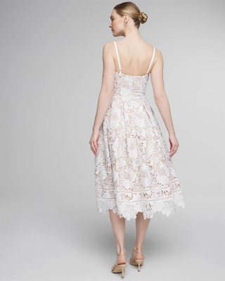 パーティードレス Mirannda Sleeveless Flare Dress Petite Sleeveless Lace Fit & Flare Midi Dress | White House